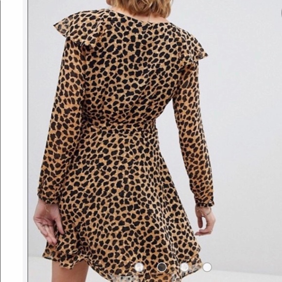NWT FREE PROPLE LEOPARD RUFFLE WRAP DRESS, SZ SM/M - Picture 3 of 7